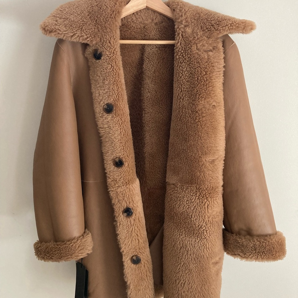 Jenni Kayne Shearling Aurora Coat, Camel, S *NWT* - Picture 4 of 6